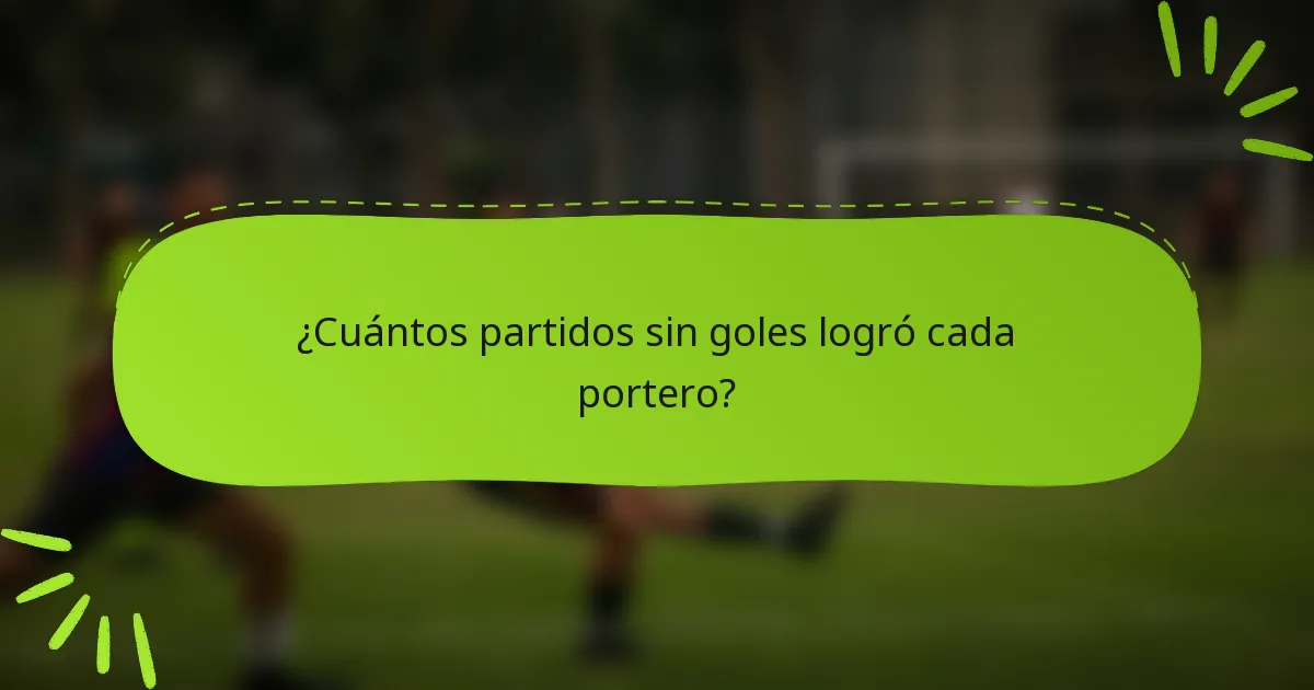 ¿Cuántos partidos sin goles logró cada portero?