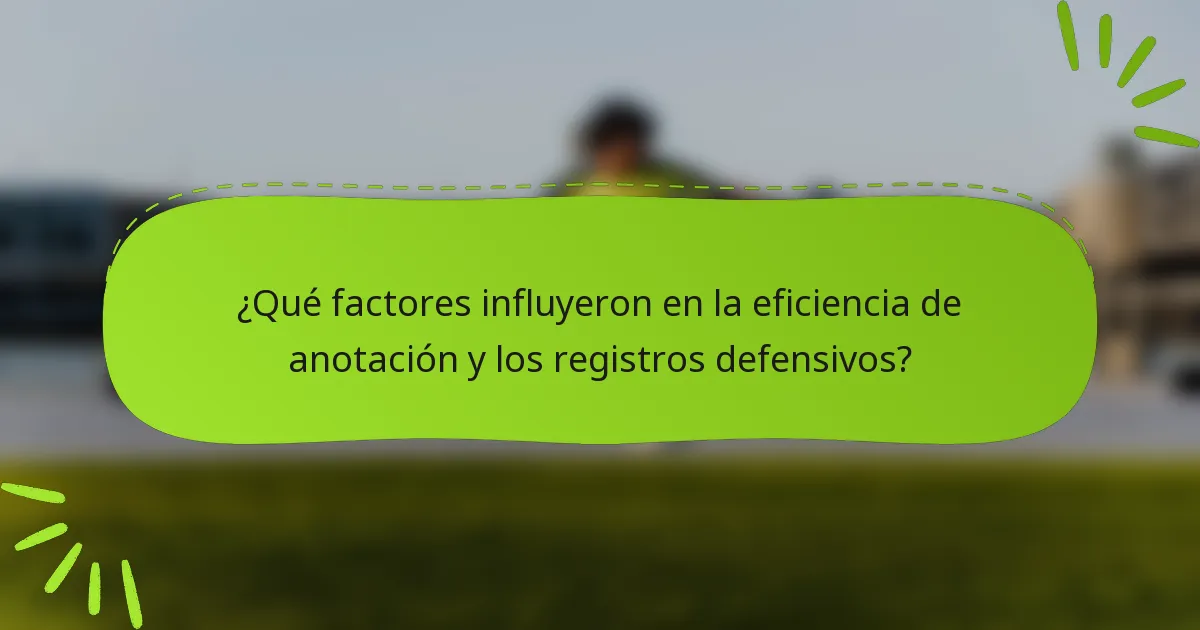 ¿Qué factores influyeron en la eficiencia de anotación y los registros defensivos?