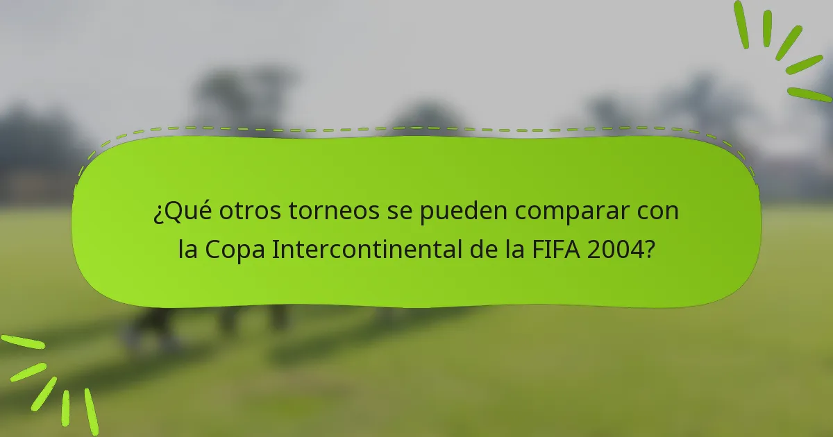 ¿Qué otros torneos se pueden comparar con la Copa Intercontinental de la FIFA 2004?